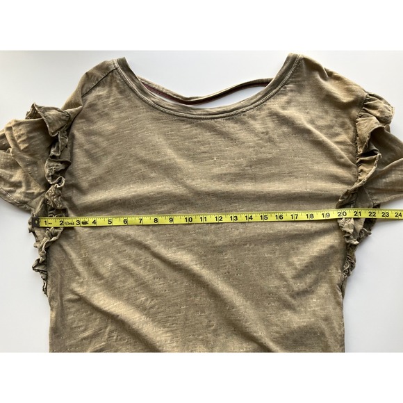 Anthropologie Pilcro Ruffled Open Back Tunic Tee Top Moss Green Womens Medium - Picture 12 of 14